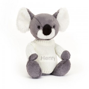 Swetry Jellycat Bashful Koala with Cream,31cm x 12cm x 9cm Szare | Polska MTCW-83540