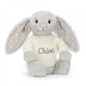 Swetry Jellycat Bashful Shimmer Króliczek with Cream,31cm x 12cm x 9cm Szare | Polska VXOC-47125