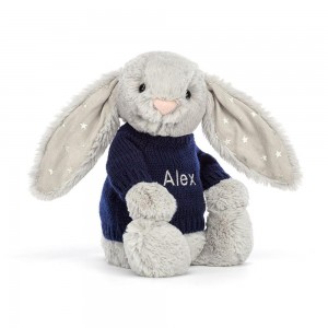 Swetry Jellycat Bashful Shimmer Króliczek,31cm x 12cm x 9cm Szare | Polska TDKP-58217