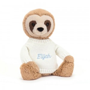 Swetry Jellycat Bashful Sloth with Cream,28cm x 10cm x 7cm Beżowe | Polska ITJV-69571