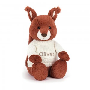 Swetry Jellycat Bashful Squirrel with Cream,31cm x 12cm x 9cm Czerwone | Polska MOVW-27968