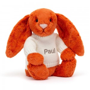 Swetry Jellycat Bashful Tangerine Króliczek with Cream,31cm x 12cm x 9cm Pomarańczowe | Polska HTNG-83106