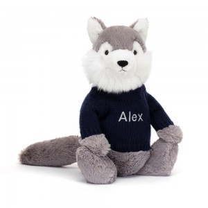 Swetry Jellycat Bashful Wolf,31cm x 12cm x 9cm Szare | Polska KRIZ-84260