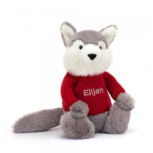 Swetry Jellycat Bashful Wolf,31cm x 12cm x 9cm Szare | Polska GTIW-14936