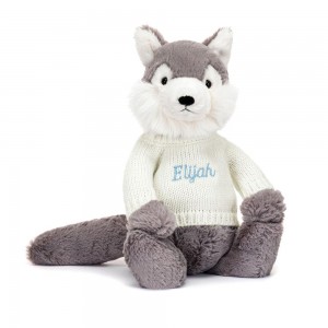 Swetry Jellycat Bashful Wolf with Cream,31cm x 12cm x 9cm Szare | Polska XNOF-28051