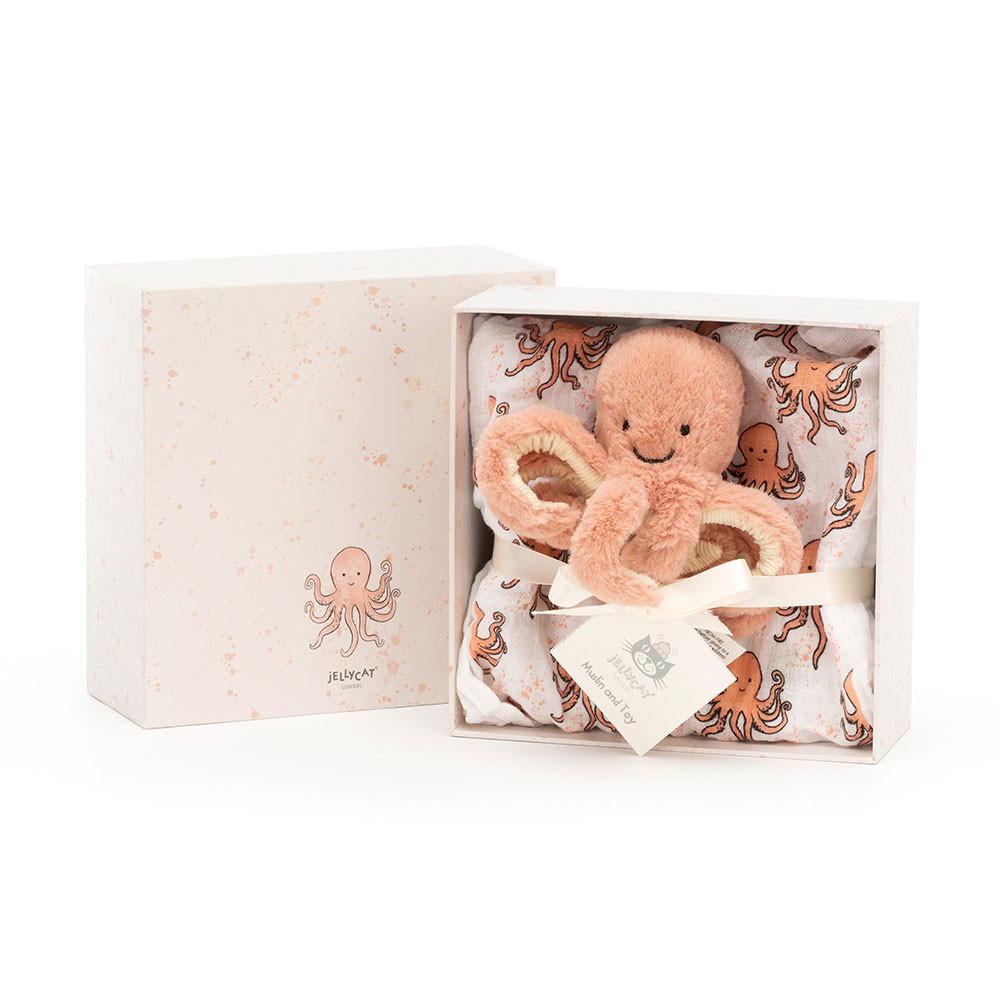 Dziecko Jellycat Odell Octopus Gift Set,18cm x 18cm x 8cm Pomarańczowe | Polska  NOCP-56837