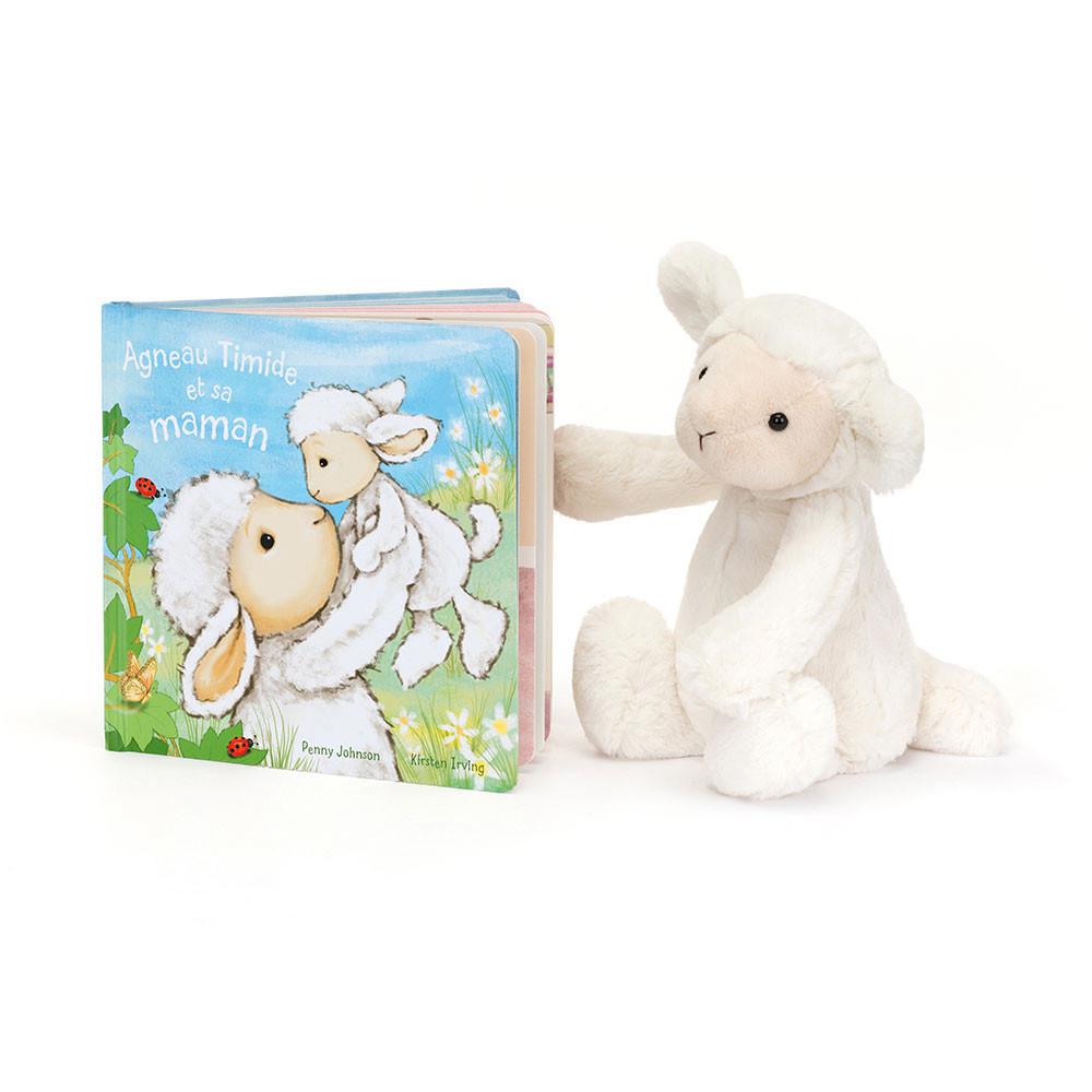 Książeczka Z Ogonkami Jellycat Agneau Timide Et Sa Maman Livre and Bashful Lamb Medium Białe | Polska  GANB-51092