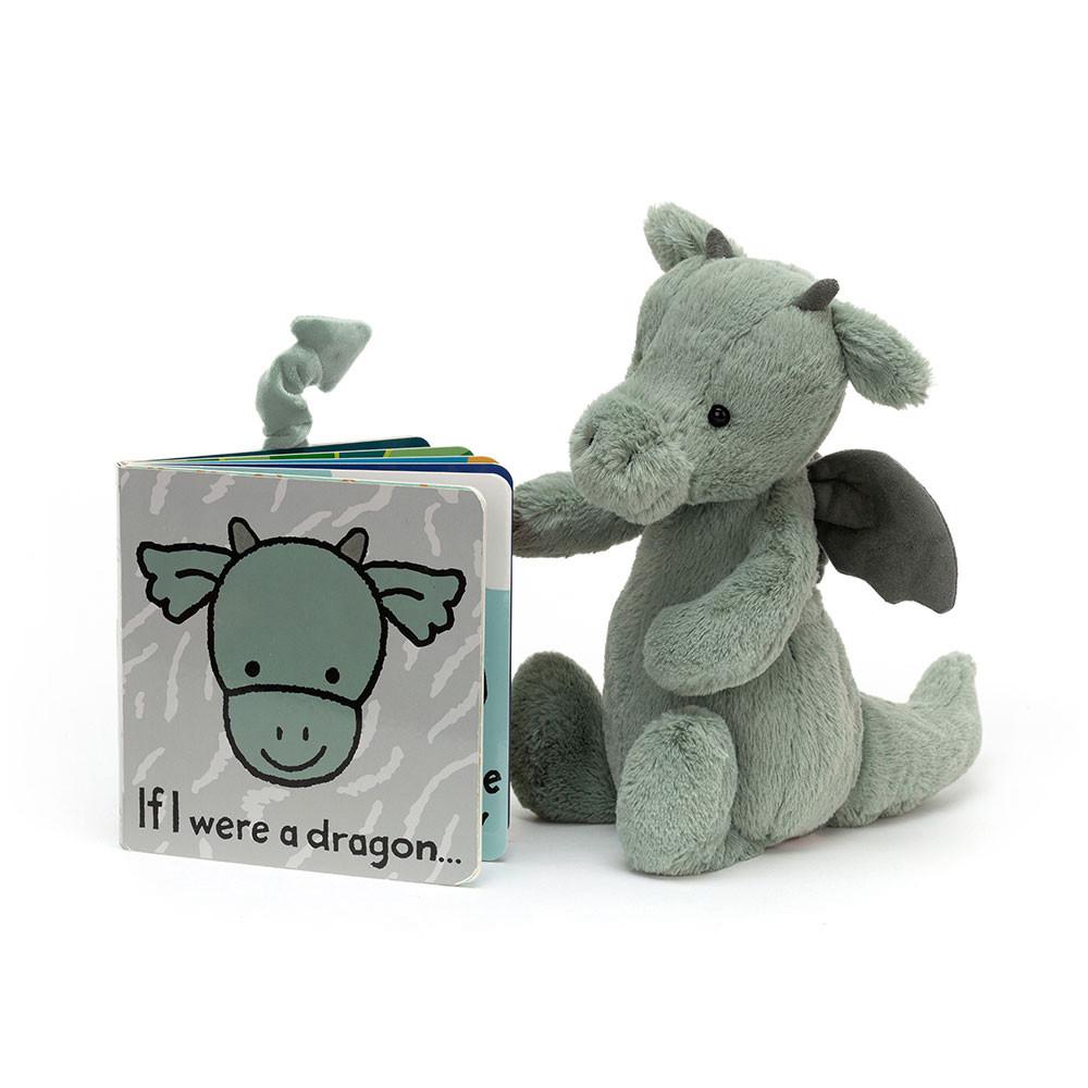 Książeczka Z Ogonkami Jellycat Dragon and Bashful Dragon Small Zielone | Polska  YXZM-09364