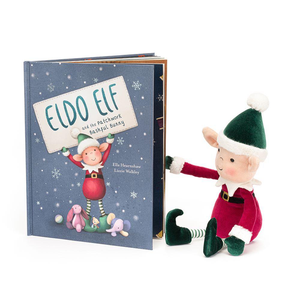 Książeczka Z Ogonkami Jellycat Eldo Elf and the Patchwork Bashful Króliczek and Eldo Elf Czerwone | Polska  FWPY-06572