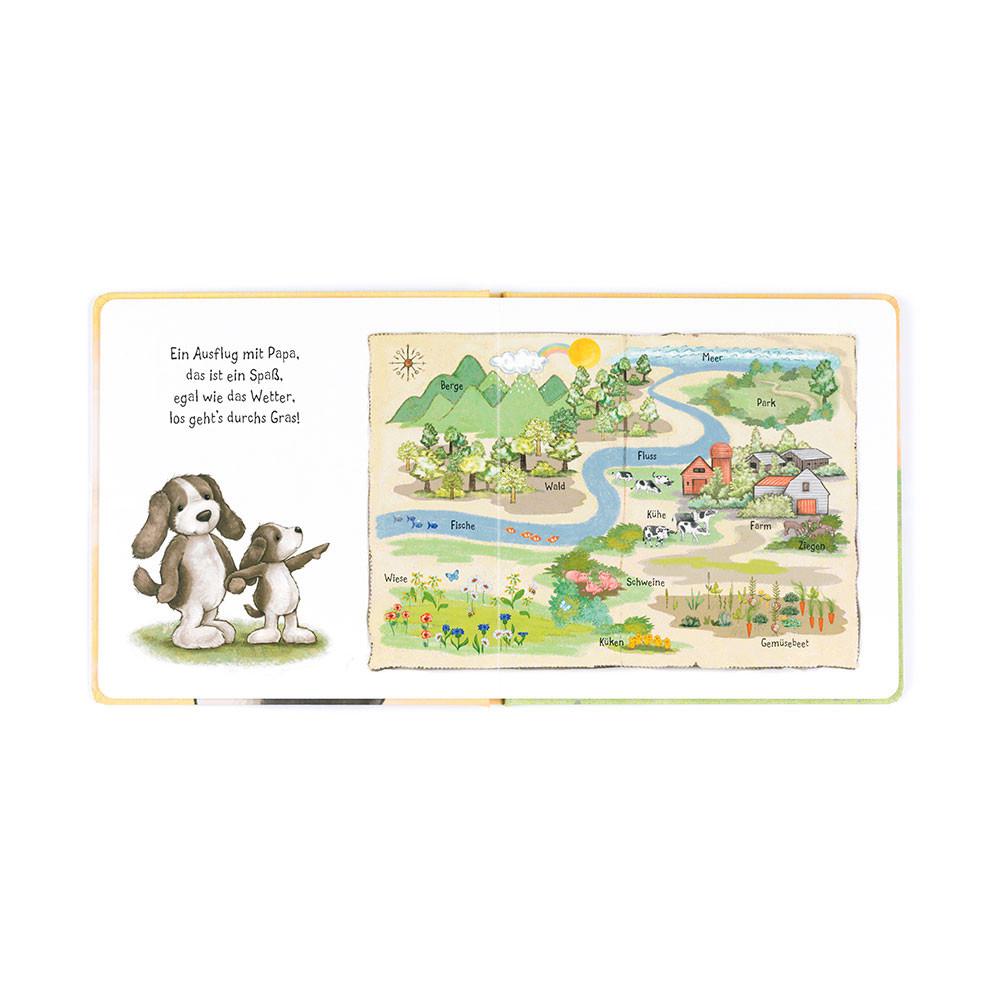 Książeczka Z Ogonkami Jellycat Hundchen Schnuck Und Sein Papa Buch and Bashful Fudge Puppy Medium Brązowe | Polska  KEXF-84673