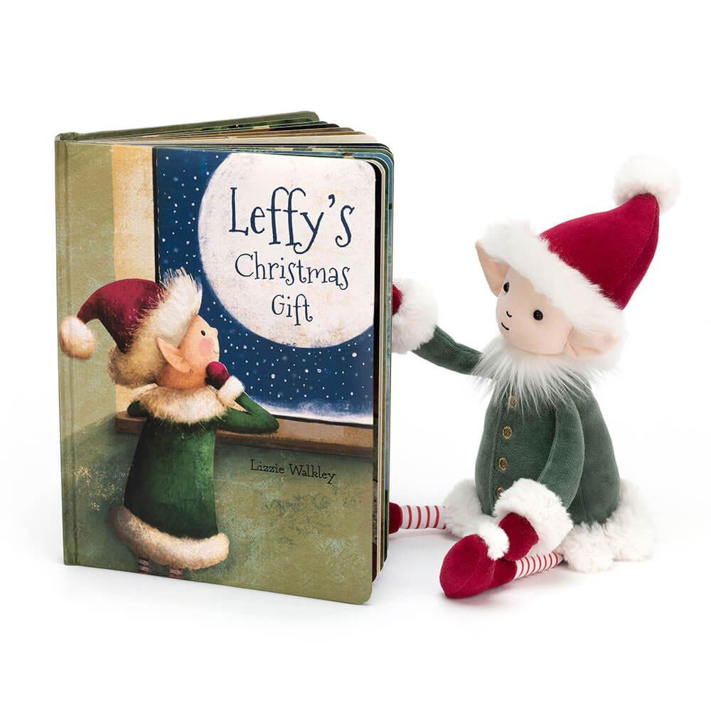 Książeczka Z Ogonkami Jellycat Leffy\'s Christmas Gift and Leffy Elf Medium Zielone | Polska  FZPG-72095