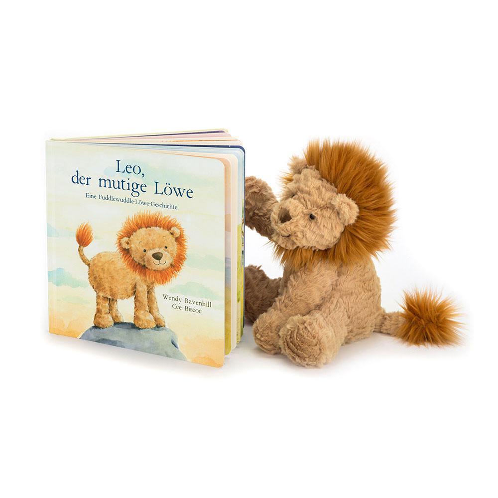 Książeczka Z Ogonkami Jellycat Leo Der Mutige Lowe Buch and Fuddlewuddle Lion Medium Brązowe | Polska  FSTI-28093