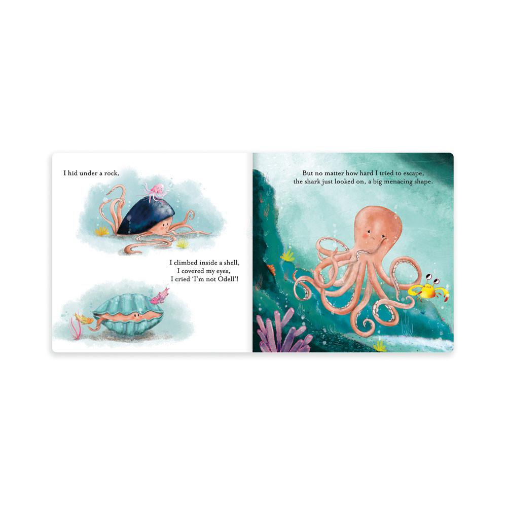 Książeczka Z Ogonkami Jellycat Odell, The Fearless Octopus,23cm x 23cm x 2cm Pomarańczowe | Polska  QHCD-09325