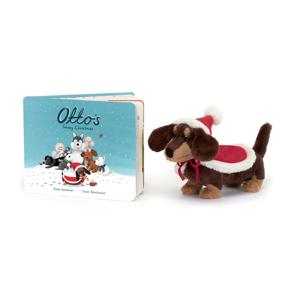 Książeczka Z Ogonkami Jellycat Otto\'s Snowy Christmas and Winter Warmer Otto Sausage Piesek Brązowe | Polska  UAPS-76204