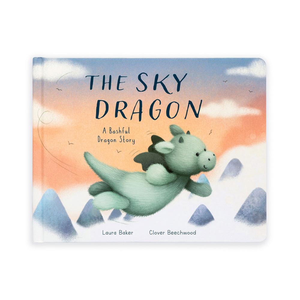 Książeczka Z Ogonkami Jellycat The Sky Dragon and Bashful Dragon Medium Zielone | Polska  BIPJ-70482