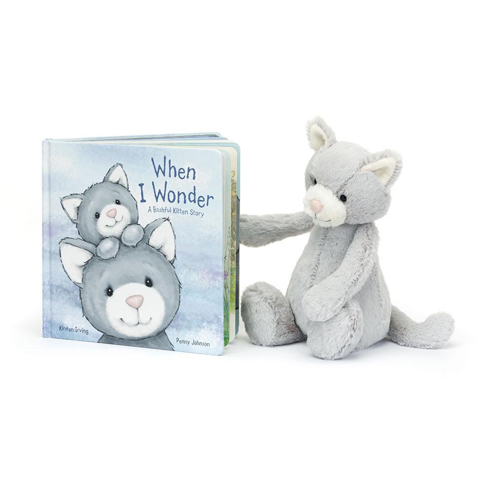 Książeczka Z Ogonkami Jellycat When I Wonder and Bashful Kitty Medium Szare | Polska  CHDW-09231