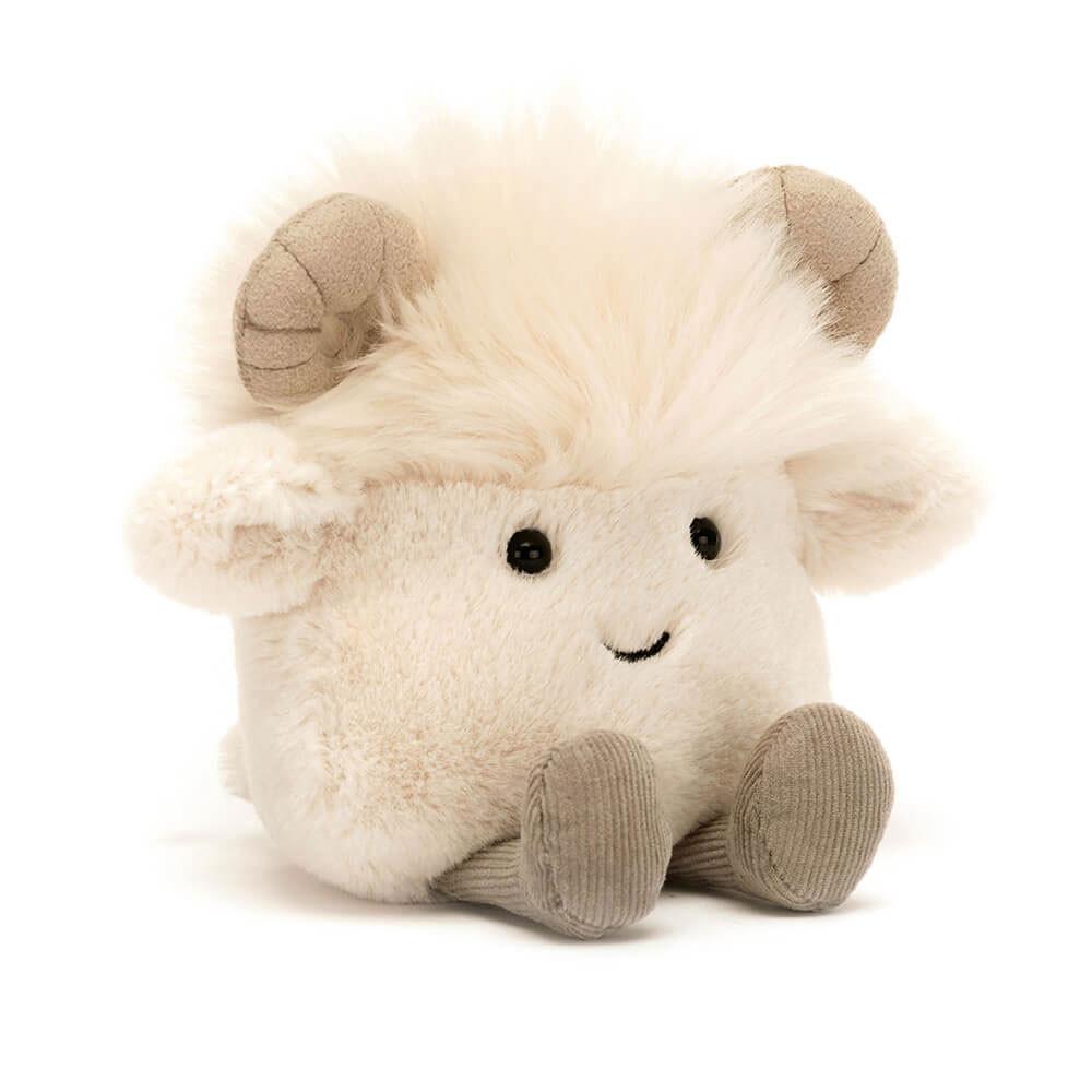 Pluszaki Jellycat Amuseabean Ram,12cm x 9cm x 6cm Białe | Polska  ZQVB-54820