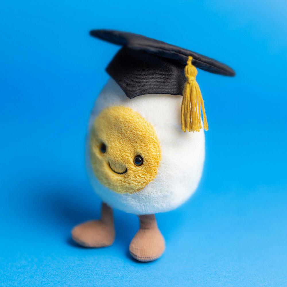 Pluszaki Jellycat Amuseables Boiled Jajko Graduation,14cm x 9cm x 4cm Białe | Polska  HYOM-32650