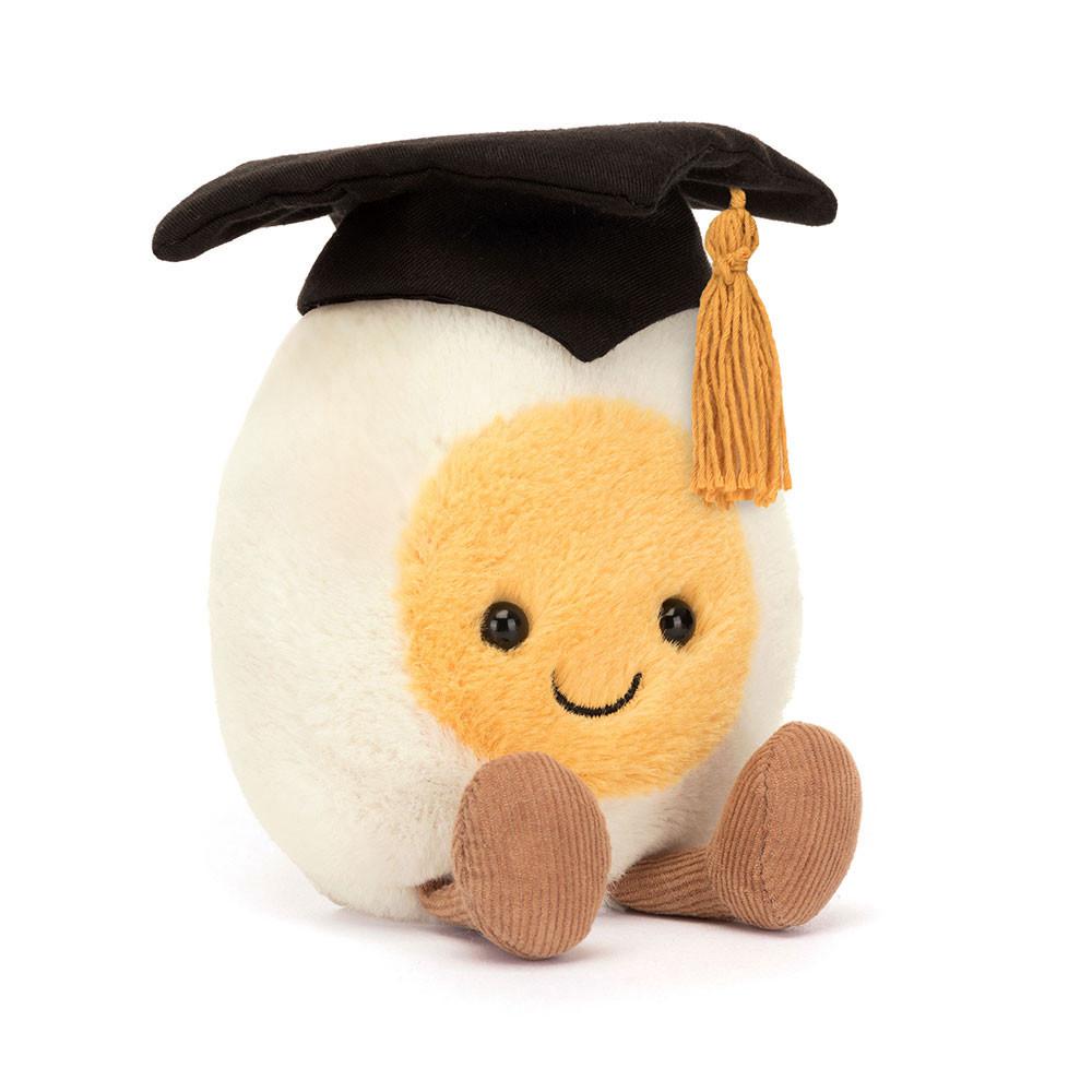 Pluszaki Jellycat Amuseables Boiled Jajko Graduation,14cm x 9cm x 4cm Białe | Polska  HYOM-32650