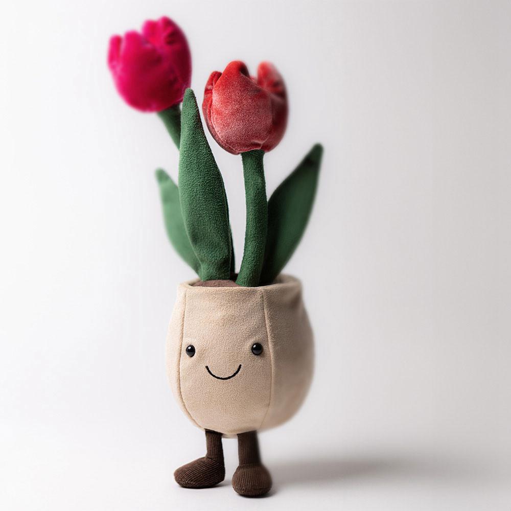Pluszaki Jellycat Amuseables Tulip Pot,30cm x 11cm x 11cm Czerwone | Polska  PSIZ-90618