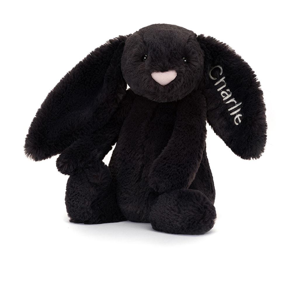 Pluszaki Jellycat Bashful Inky Króliczek Medium,31cm x 12cm x 9cm Czarne | Polska  WHDU-15047