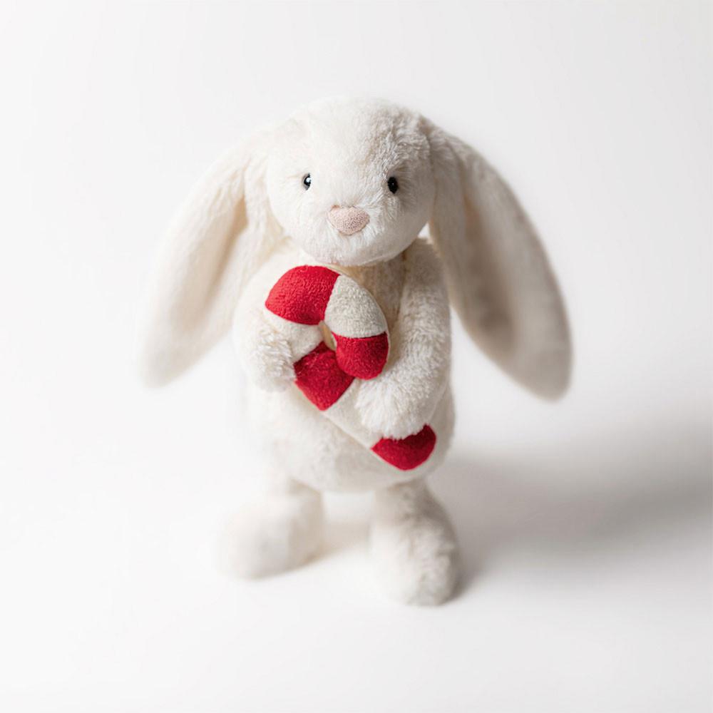 Pluszaki Jellycat Bashful Króliczek with Candy Cane,7.1in x 3.5in x 3.1in Białe | Polska  NCXP-29356