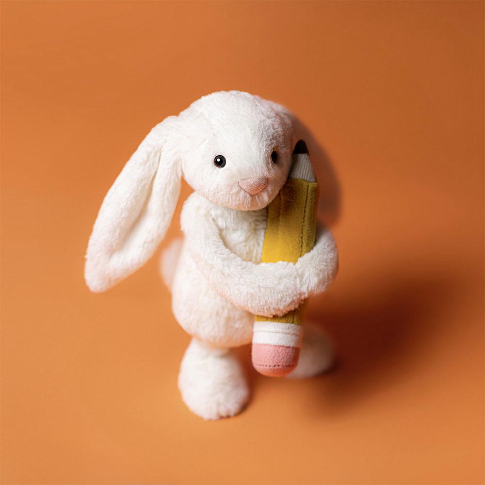 Pluszaki Jellycat Bashful Króliczek with Pencil,7.1in x 3.5in x 3.1in Białe | Polska  OCTQ-28345