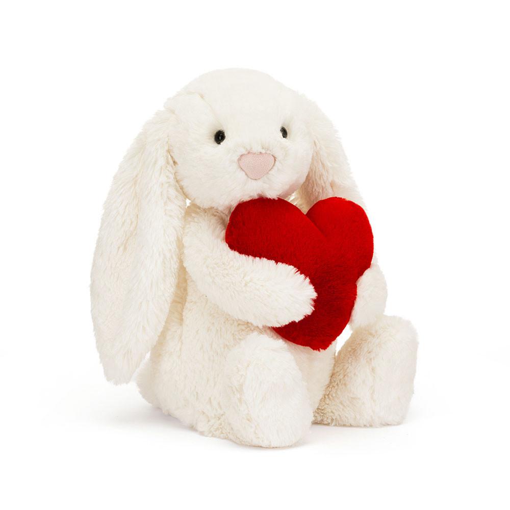 Pluszaki Jellycat Bashful Love Heart Króliczek,31cm x 12cm x 9cm Białe | Polska  OYHE-05178