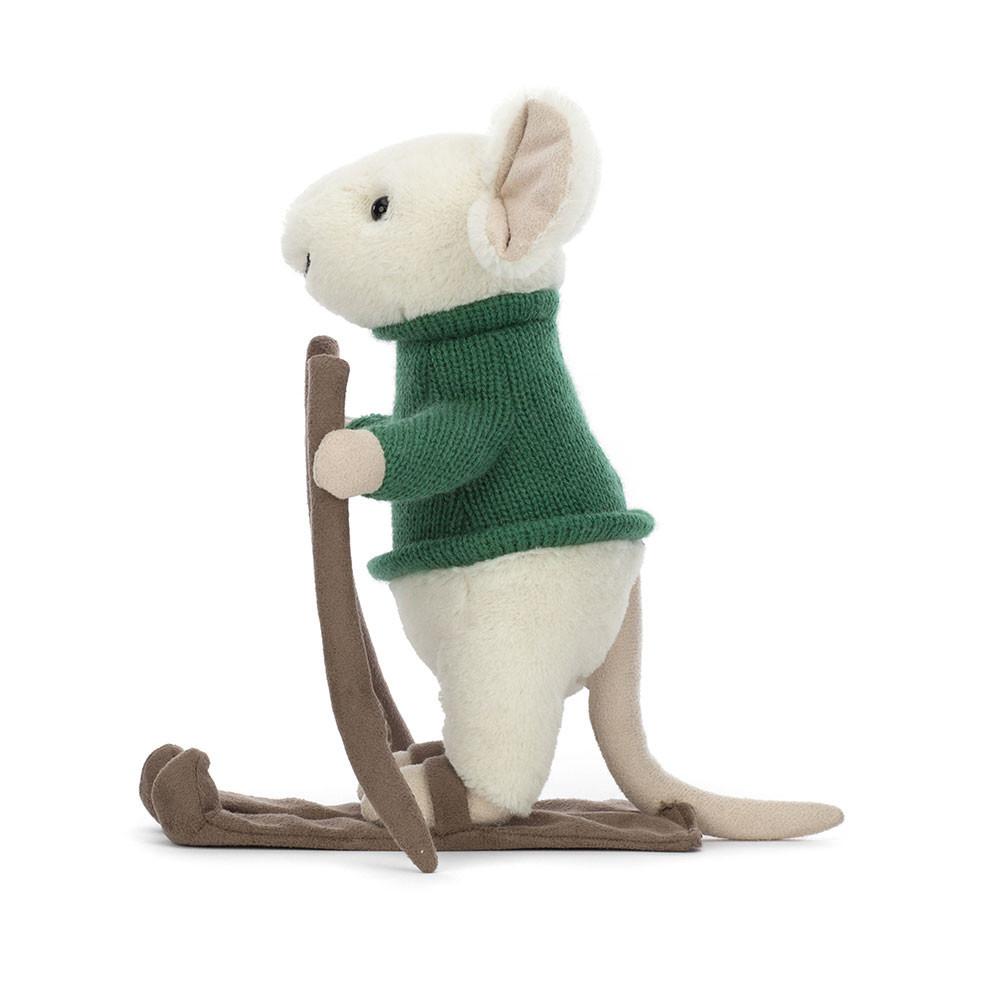 Pluszaki Jellycat Merry Mouse Skiing,19cm x 8cm x 15cm Białe | Polska  FIGN-02763