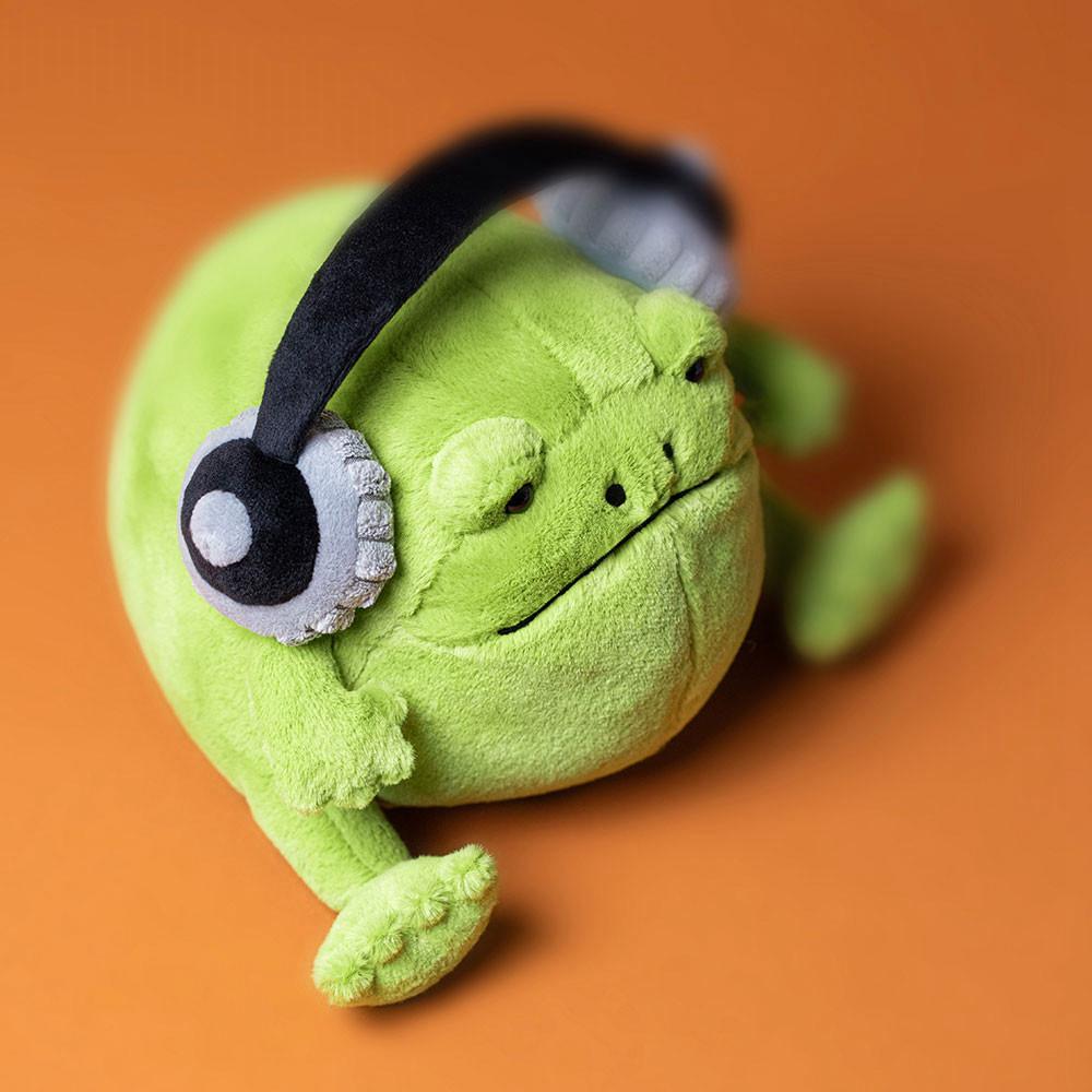 Pluszaki Jellycat Ricky Rain Frog Headphones,15cm x 16cm x 18cm Zielone | Polska  CSLN-59243