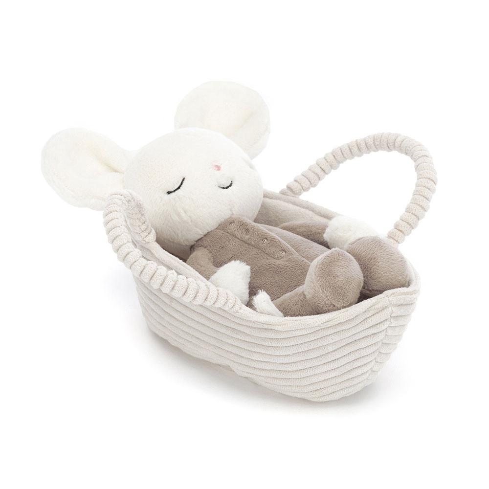 Pluszaki Jellycat Rock-a-Bye Mouse,12cm x 9cm x 20cm Białe | Polska  MSQA-49126