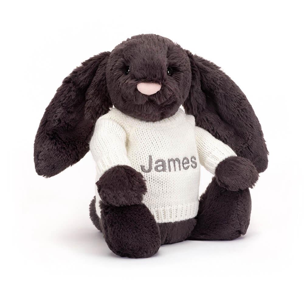 Swetry Jellycat Bashful Inky Króliczek with Cream,31cm x 12cm x 9cm Czarne | Polska  JOXS-30478