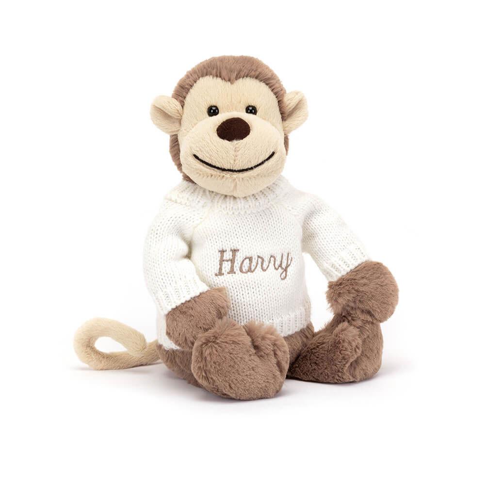 Swetry Jellycat Bashful Monkey with Cream,31cm x 12cm x 9cm Brązowe | Polska  IWJV-85973