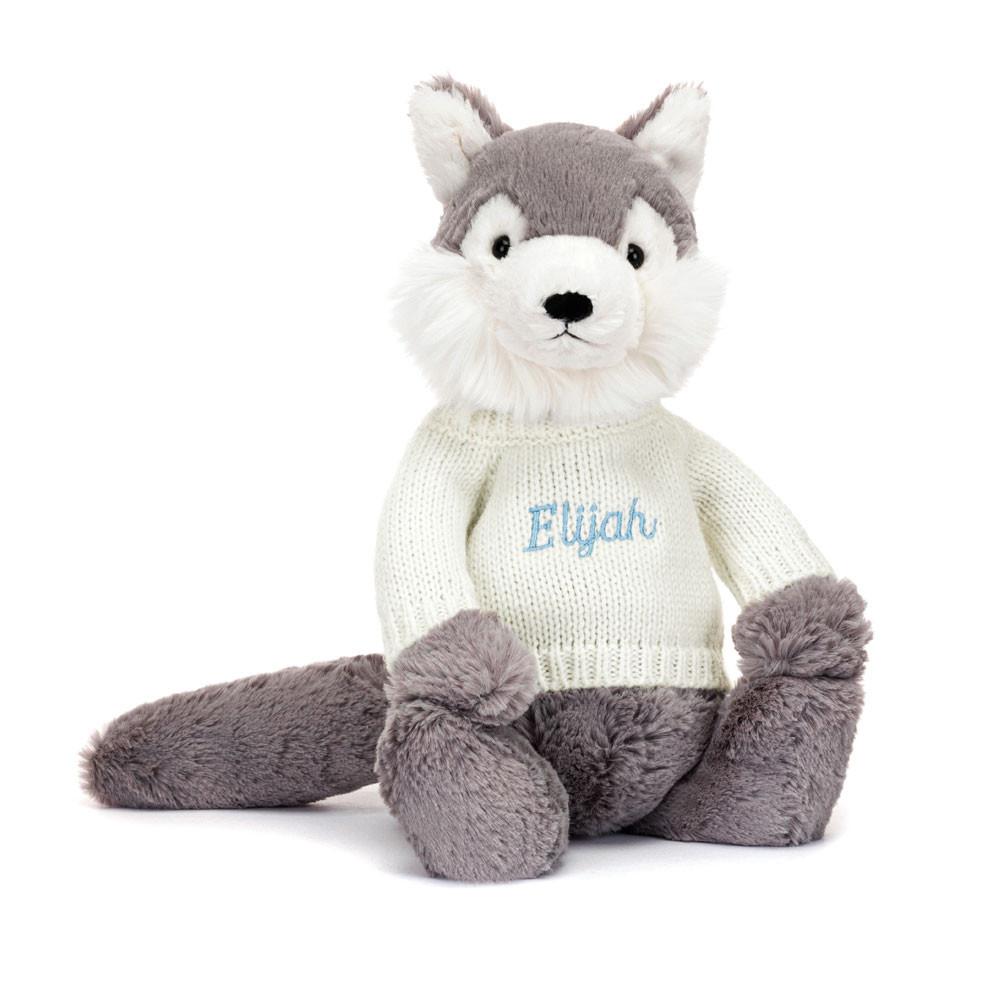 Swetry Jellycat Bashful Wolf with Cream,31cm x 12cm x 9cm Szare | Polska  XNOF-28051